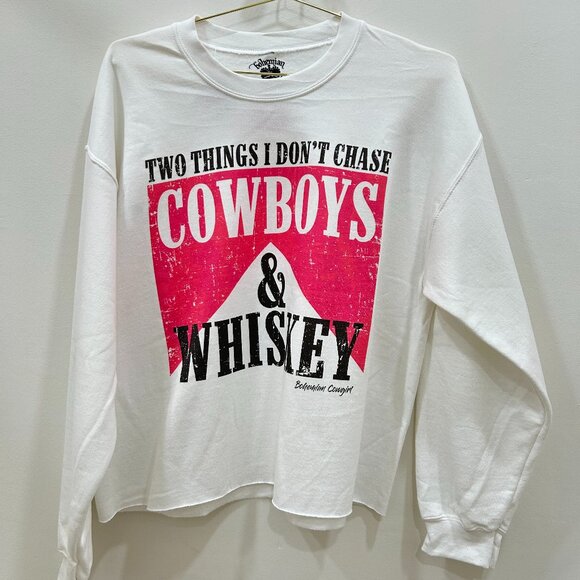 Bohemian Cowgirl Two Things I Don't Chase Sweatshirt White - Picture 1 of 3